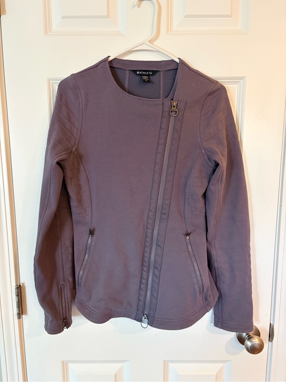 Athleta Dusty Mauve Asymmetrical Zip Bomber Jacket